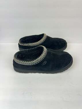 UGG Tasman II Black Suede Slippers with Embroidered Detail Men’s Size 10
